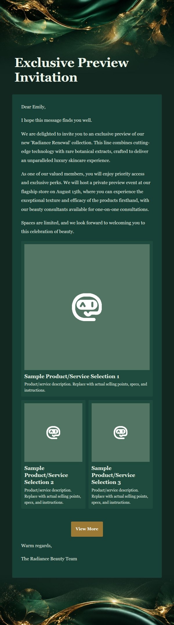 Emerald Luxury Beauty Invitation