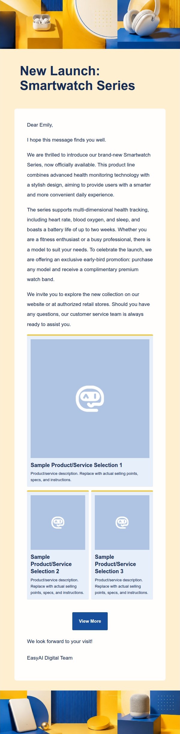 Bright Yellow & Blue Digital Product Marketing Email