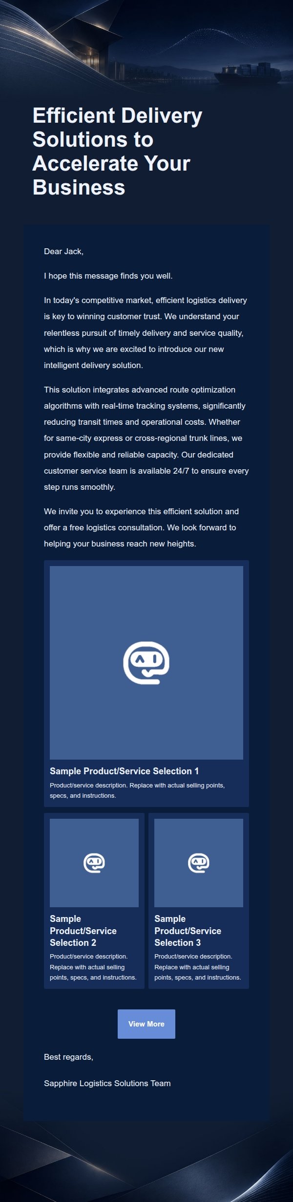 Sapphire Silver Logistics Marketing Email