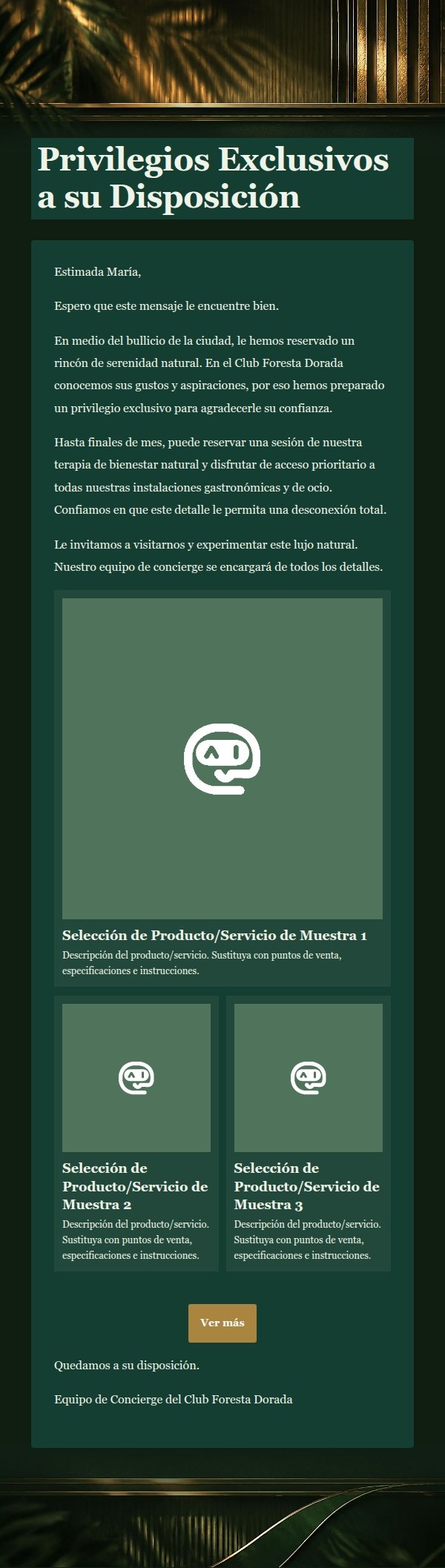 Club Foresta Dorada: Correo de Membresía Exclusiva 2