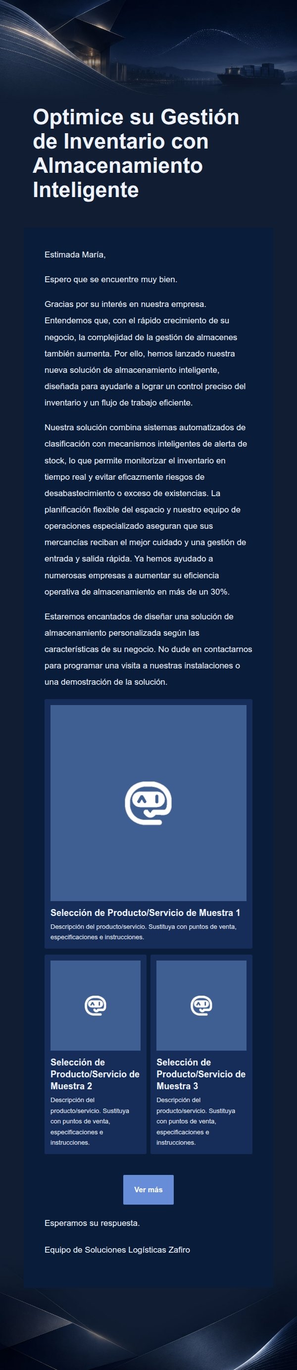 Correo de Marketing Logístico Azul Zafiro y Plata 2