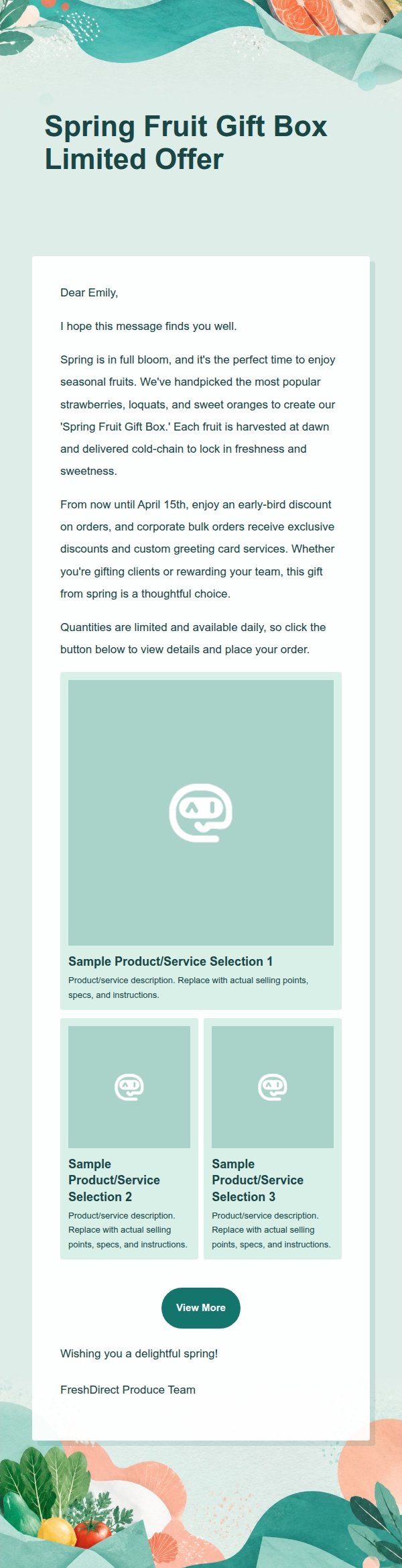 Fresh Green Food & Produce Marketing Email