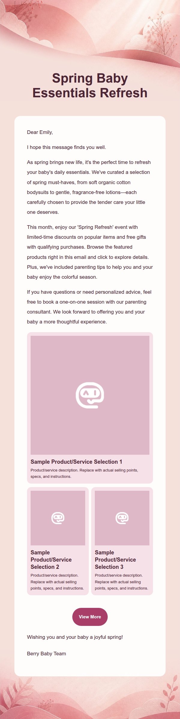 Rose Berry Soft-Glow Baby & Family Marketing Email