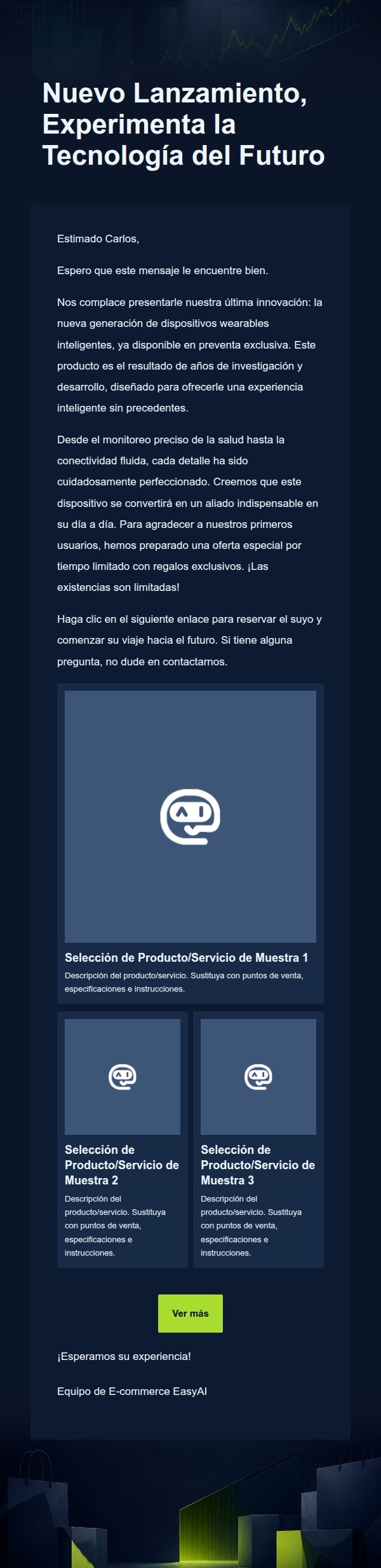Correo de Marketing E-commerce Azul Marino y Lima