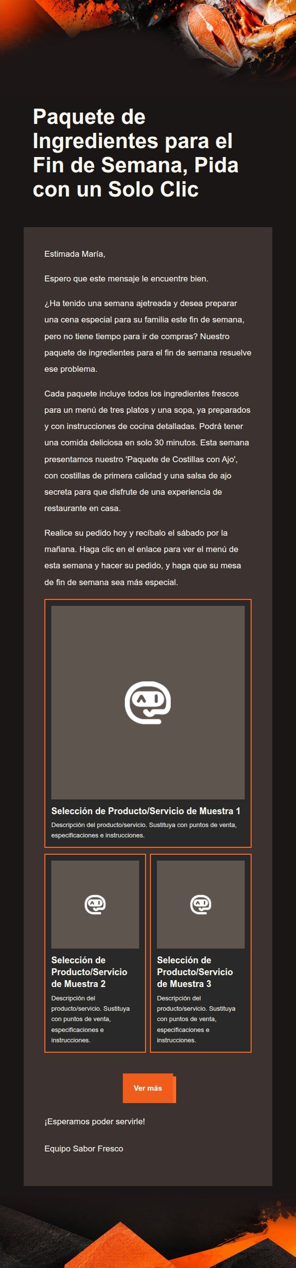 Correo de Marketing de Alimentos con Contraste Naranja y Negro 2