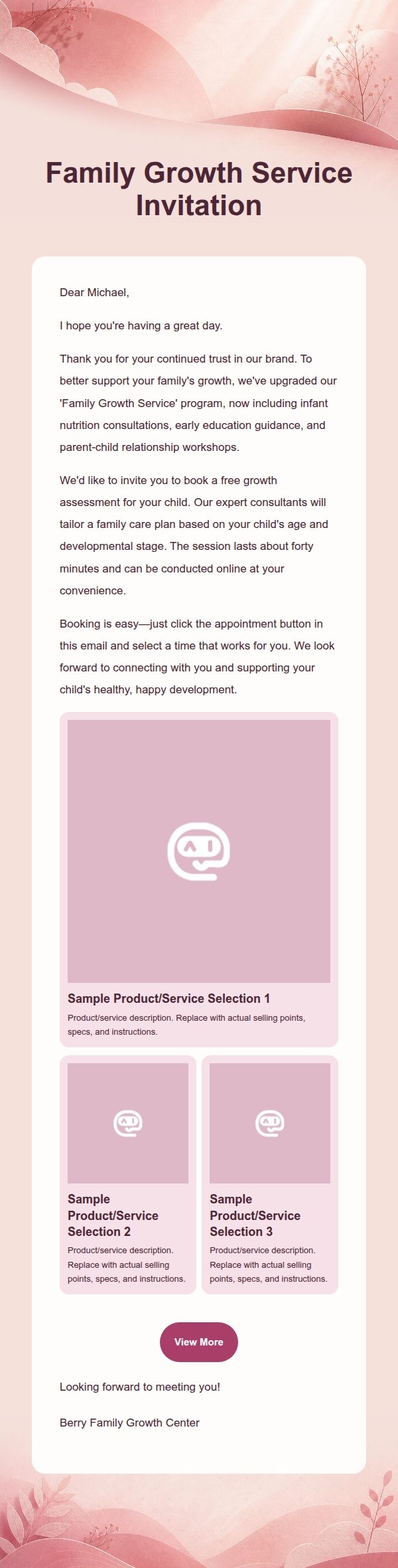 Rose Berry Soft-Glow Baby & Family Marketing Email 2