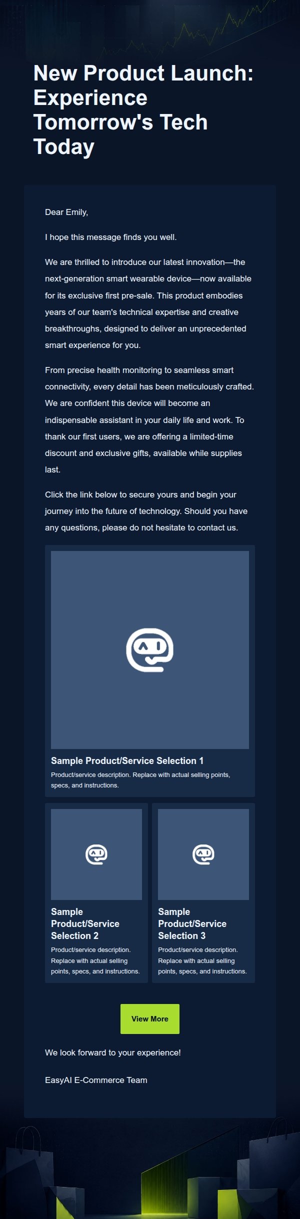 Deep Navy & Lime Signal E-Commerce Marketing Email