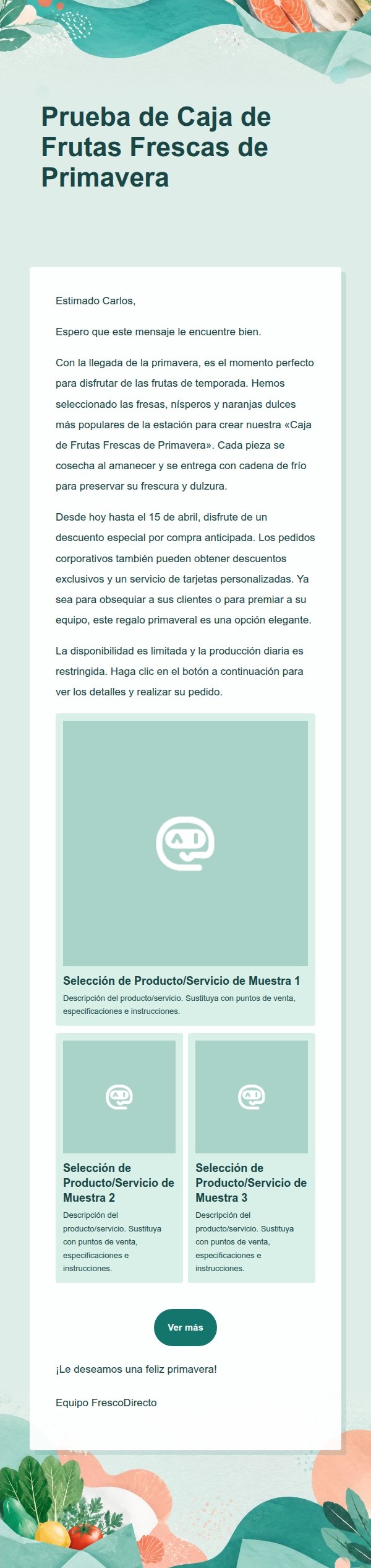 Correo de Marketing de Alimentos Frescos Verde Esmeralda