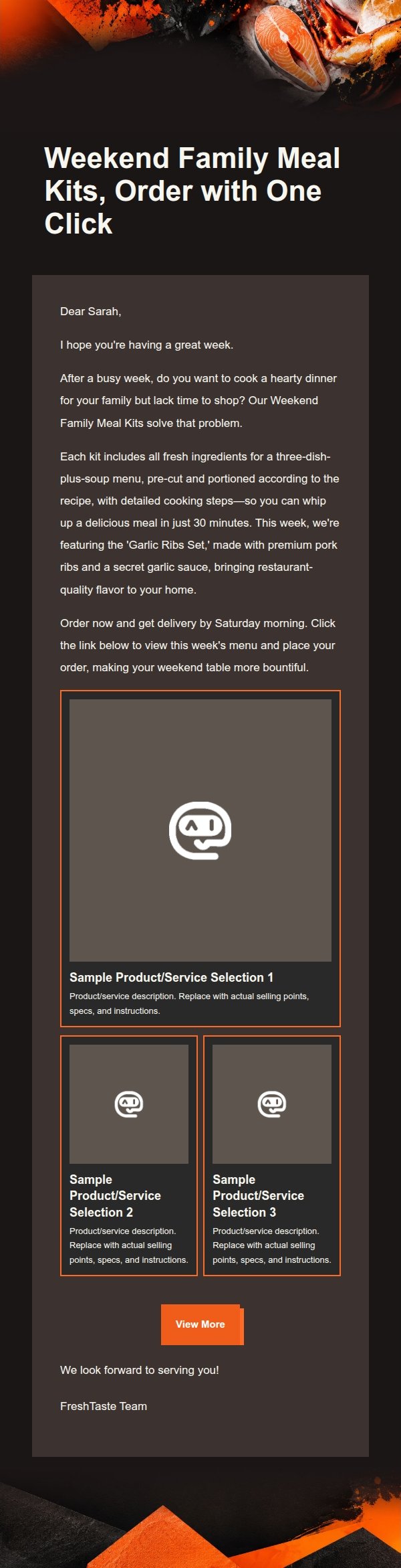 Orange-Black Food Marketing Email 2