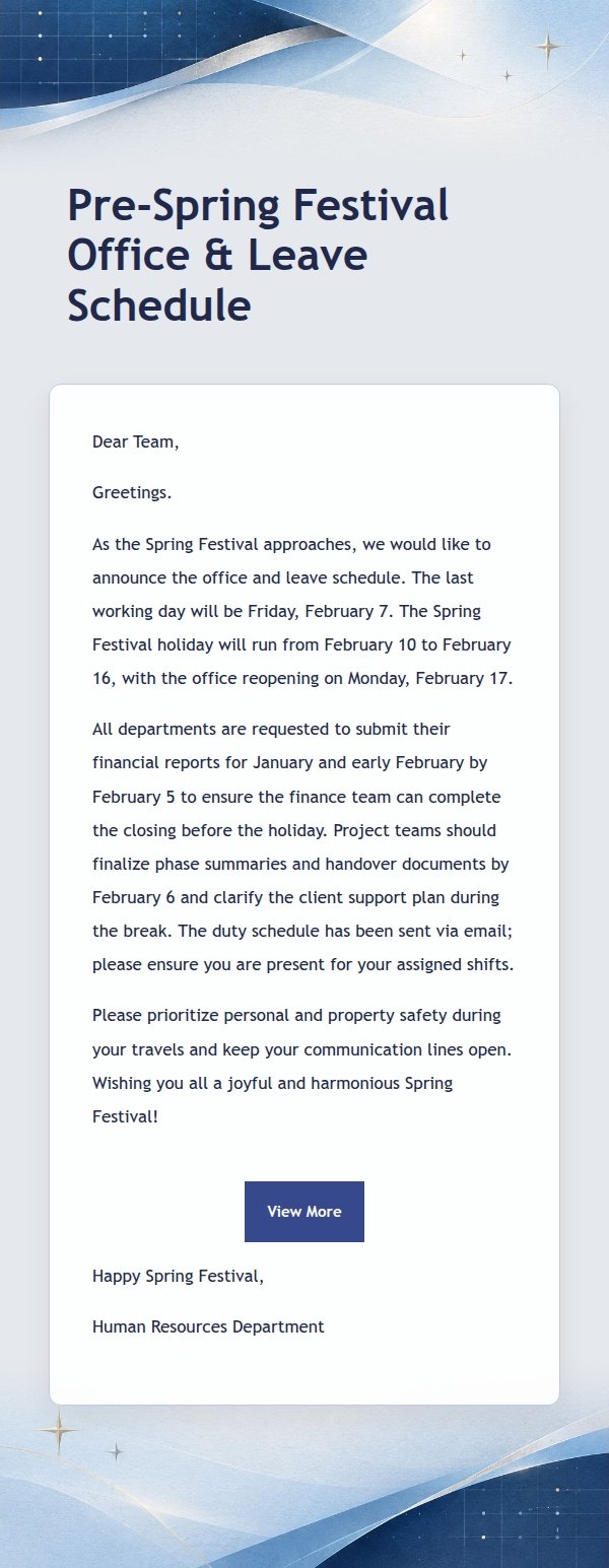 Indigo Year-End Office Schedule Notice 2