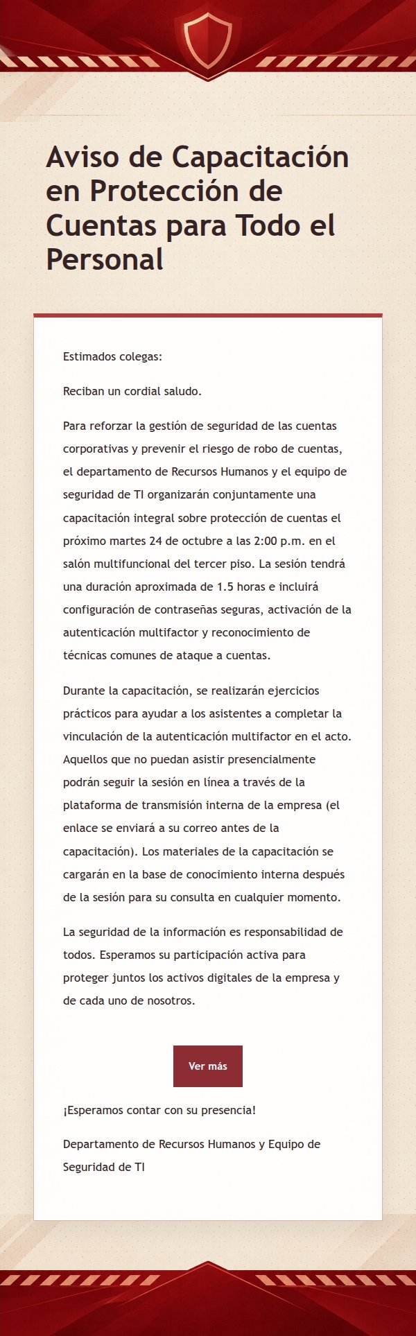Aviso de Simulación de Seguridad de la Información en Rojo Profundo 2