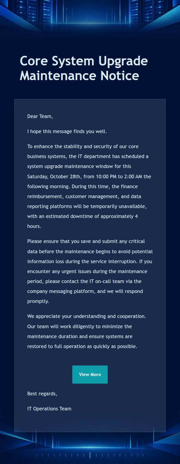Midnight Blue System Maintenance Alert
