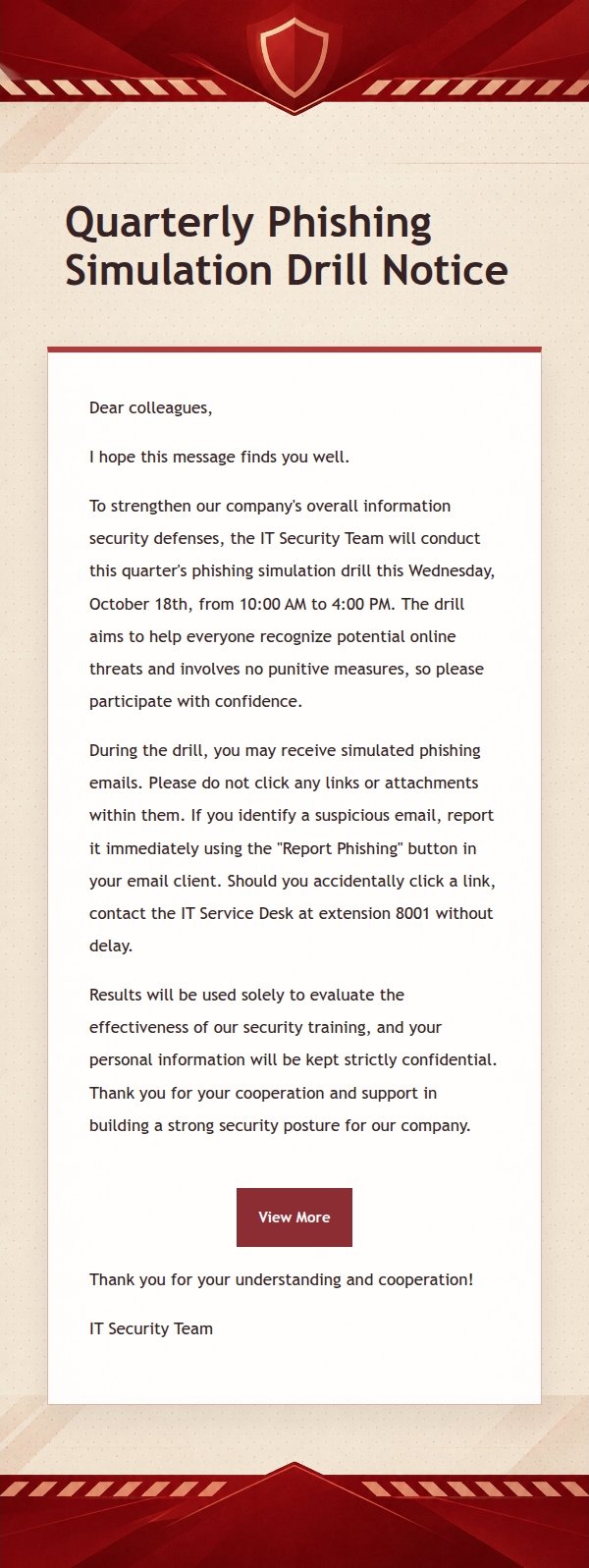 Crimson Security Drill Notification Email