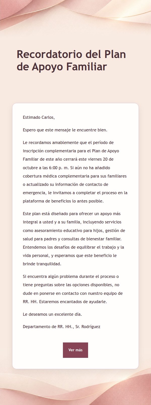 Aviso de Registro de Beneficios en Rosa y Crema 2