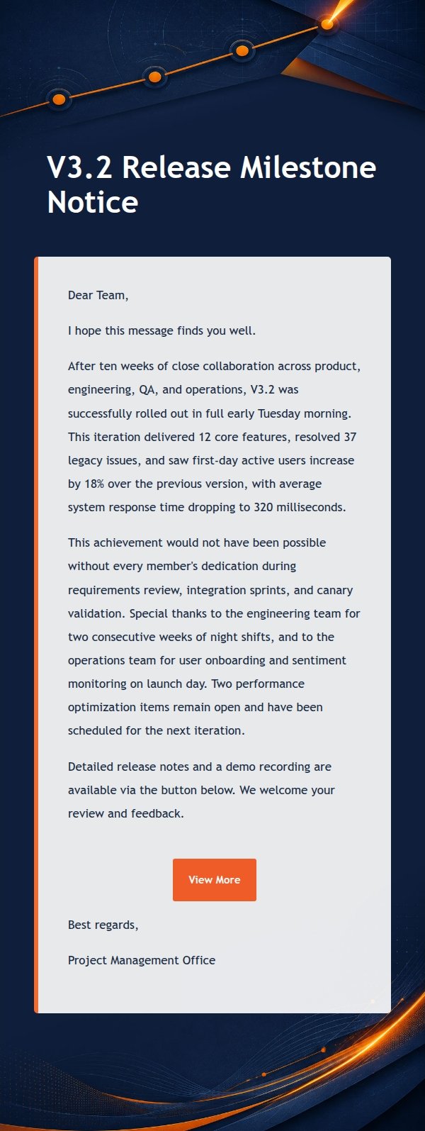 Orange Navy Project Milestone
