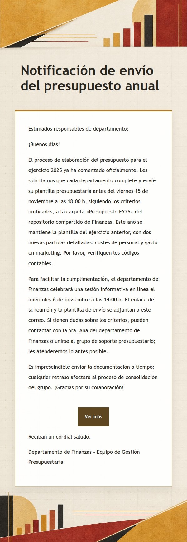 Recordatorio de Presupuesto Ocre