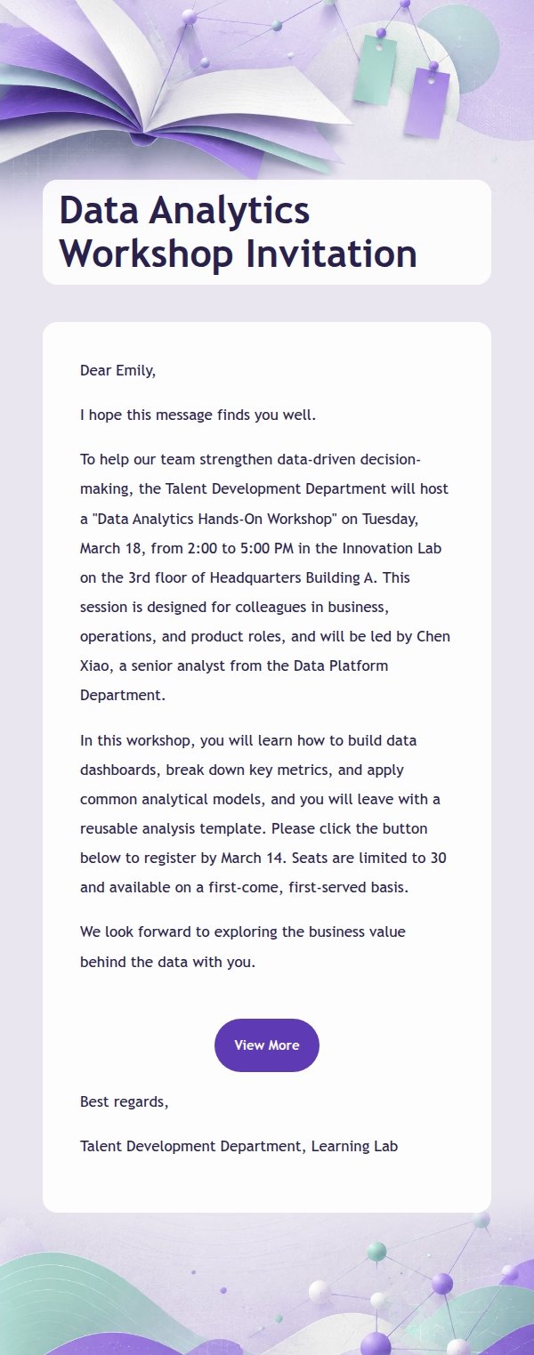 Violet Mint Learning Lab Training Notice