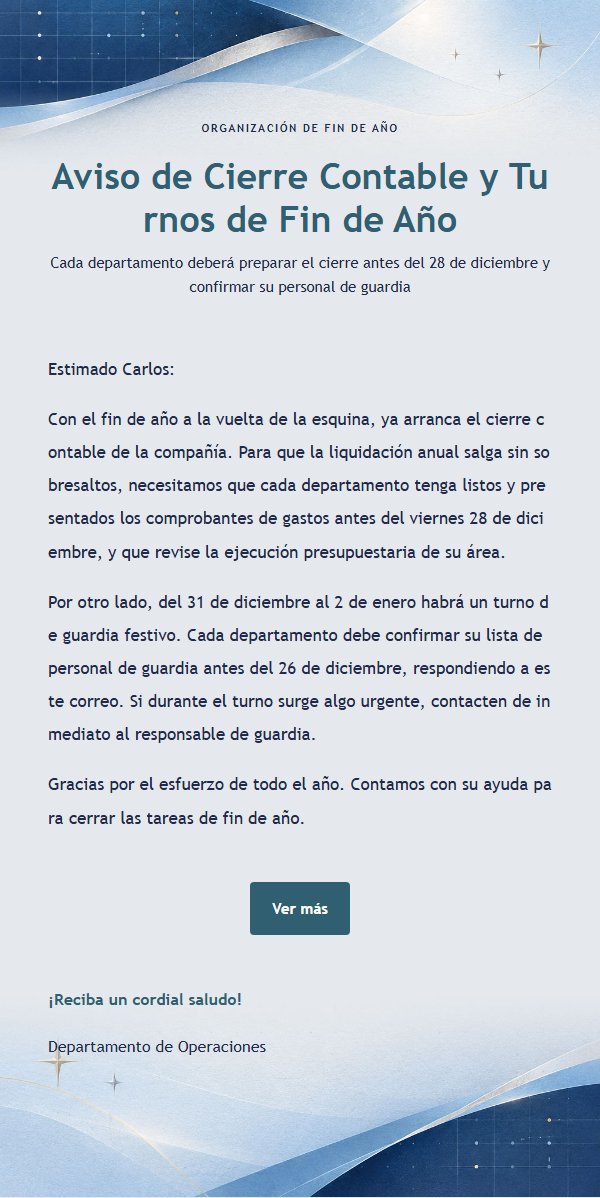 Plantilla de Notificación de Agenda en Índigo