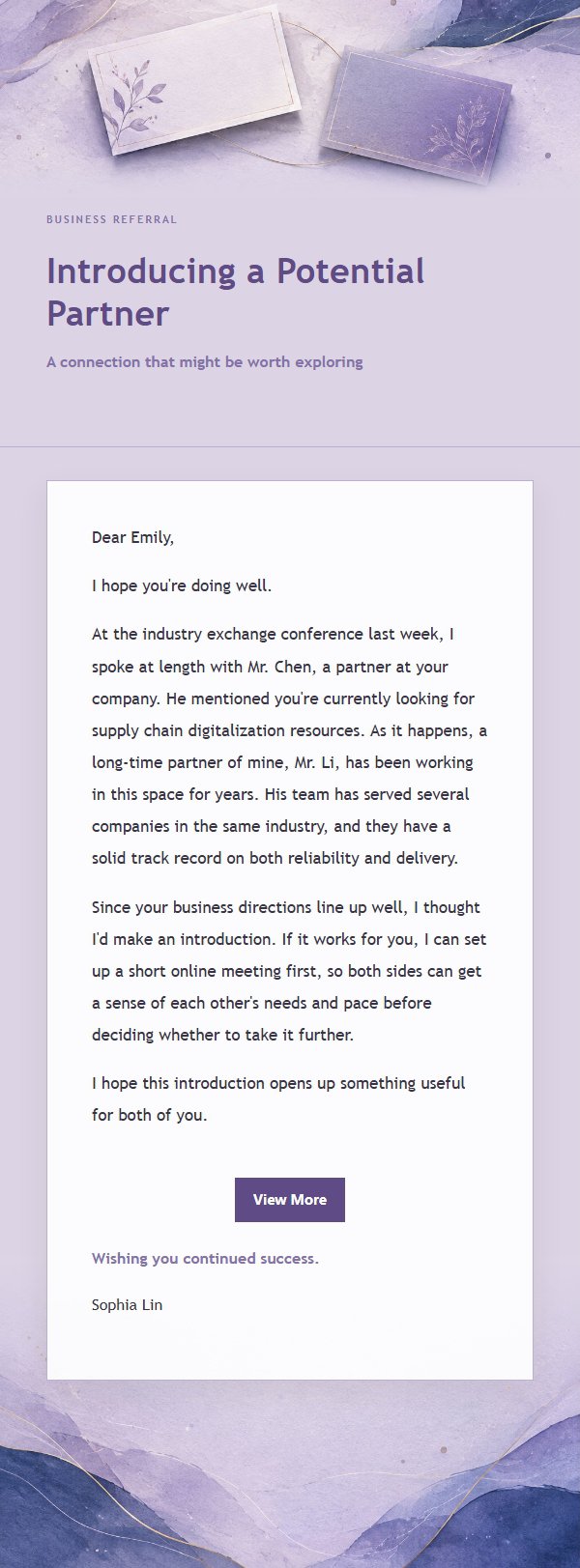 Lilac Ink Business Referral Email