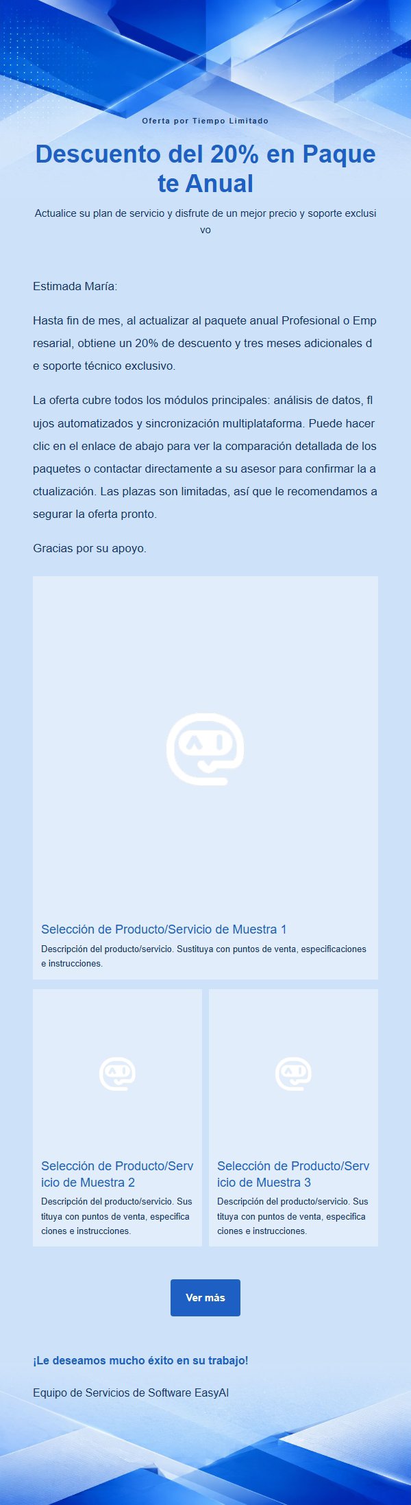 Correo de Promoción de Software Azul Cobalto 2