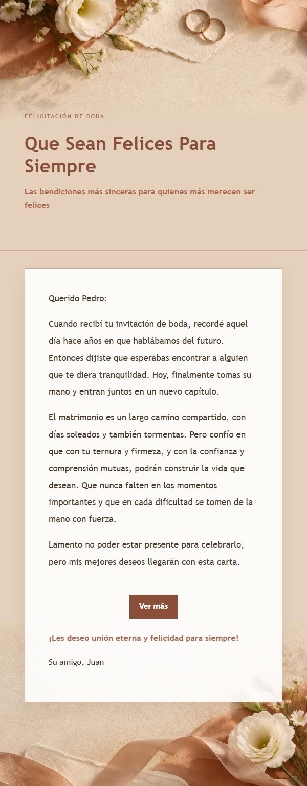 Carta de Bendición Nupcial Terracota y Crema 2