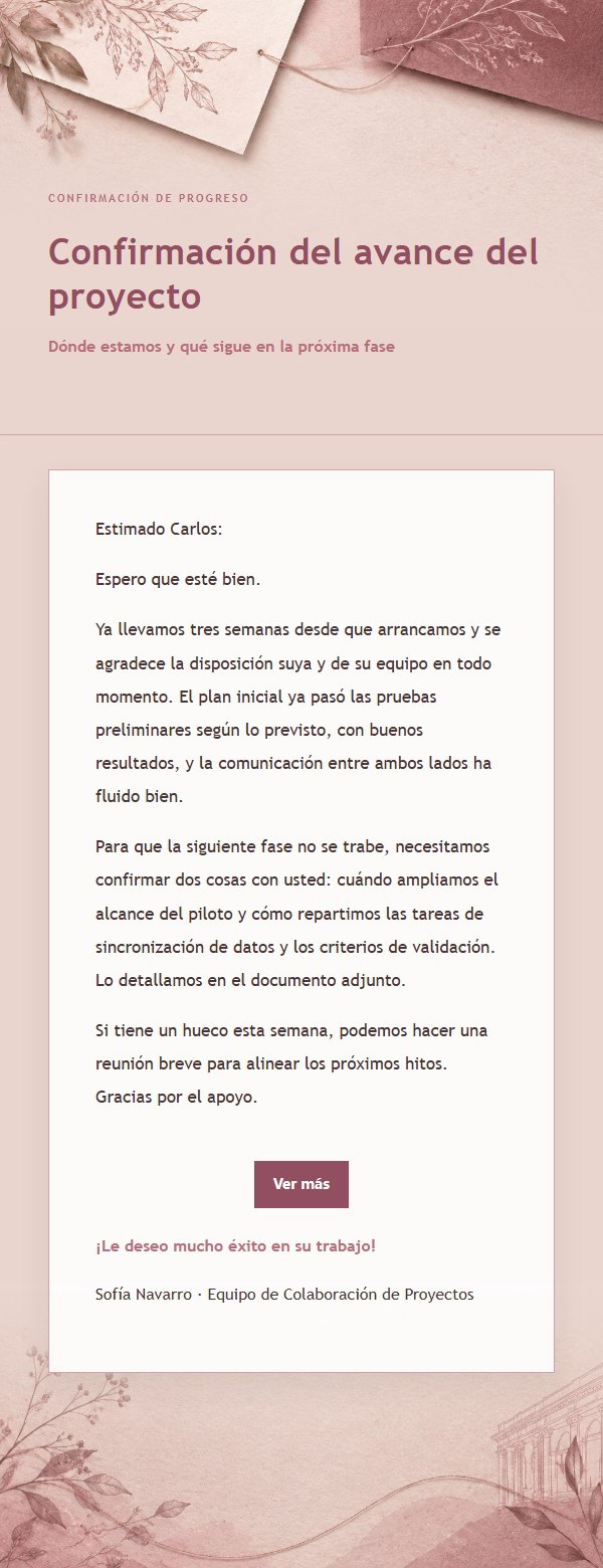 Correo de Seguimiento de Colaboración Estilo Editorial Rosa 2