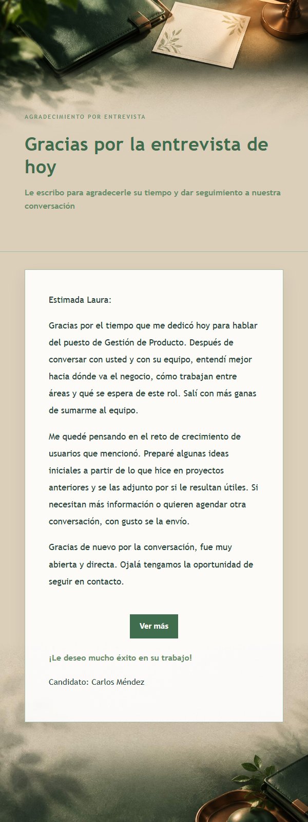 Carta de Agradecimiento Post-Entrevista Bosque Cobre