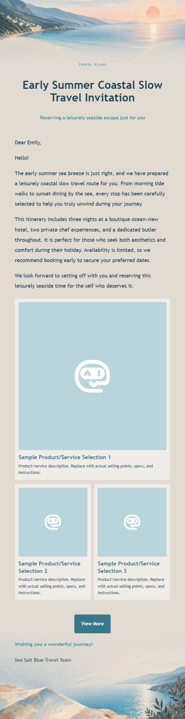 Sea Salt Blue Travel Plan Email