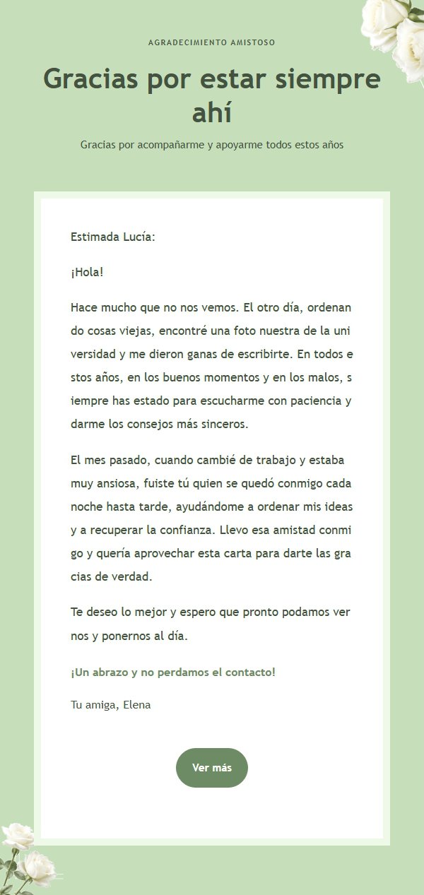 Carta de Agradecimiento Amistad Rosa Blanca