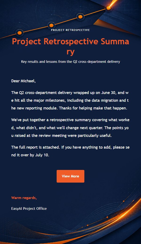 Orange Navy Project Milestone Email 2