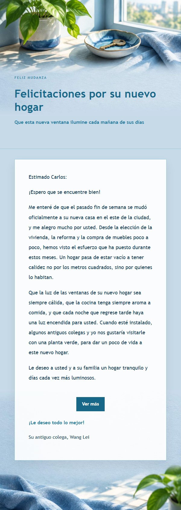 Felicitación Mudanza Azul Cobalto