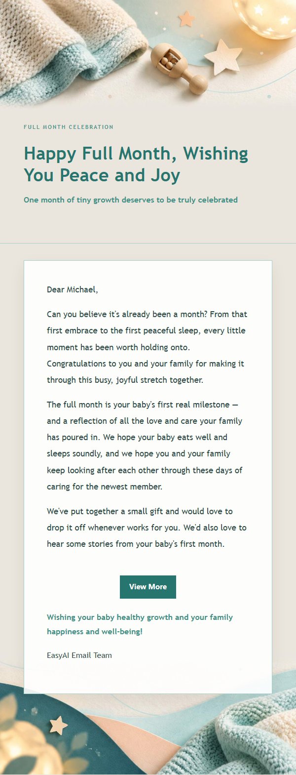 Peach & Teal Newborn Blessing Letter 2