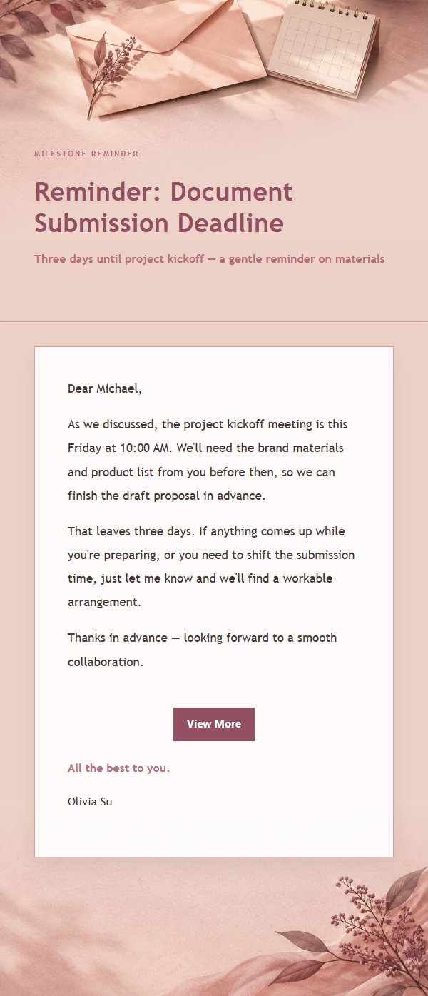 Rose Editorial Polite Follow-Up Email 2