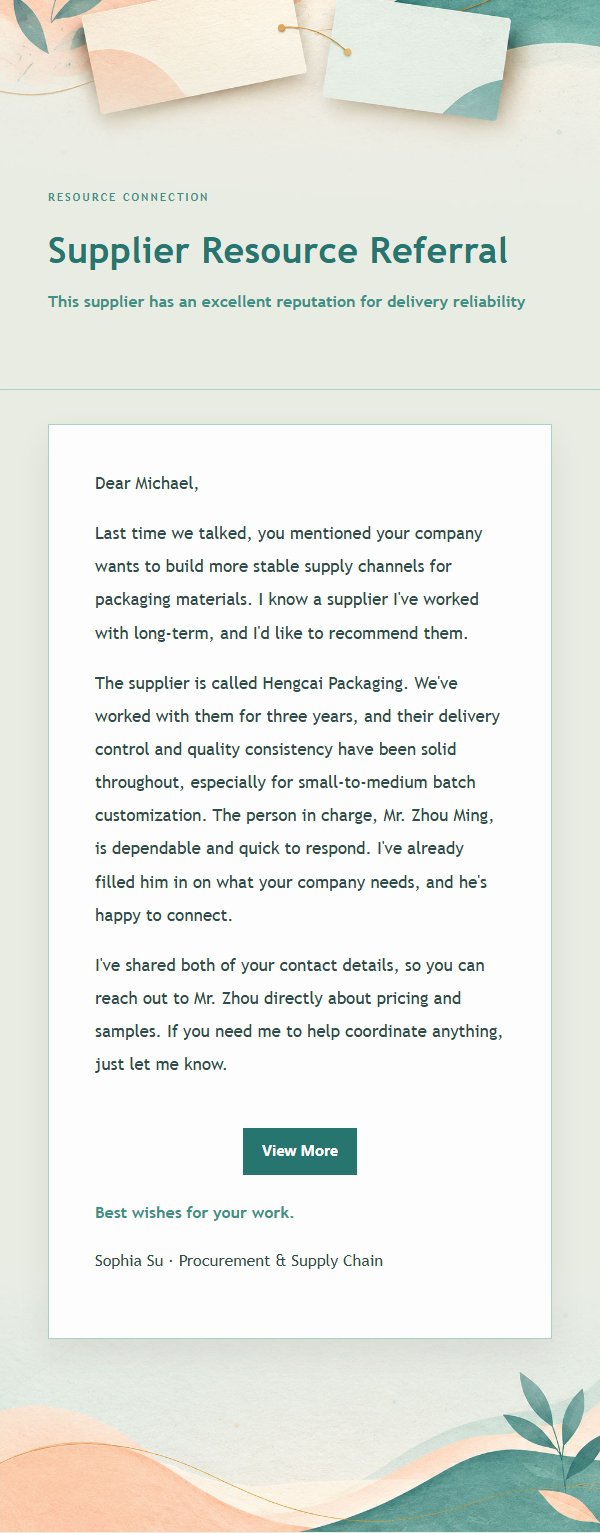 Peach & Teal Business Referral Email 2