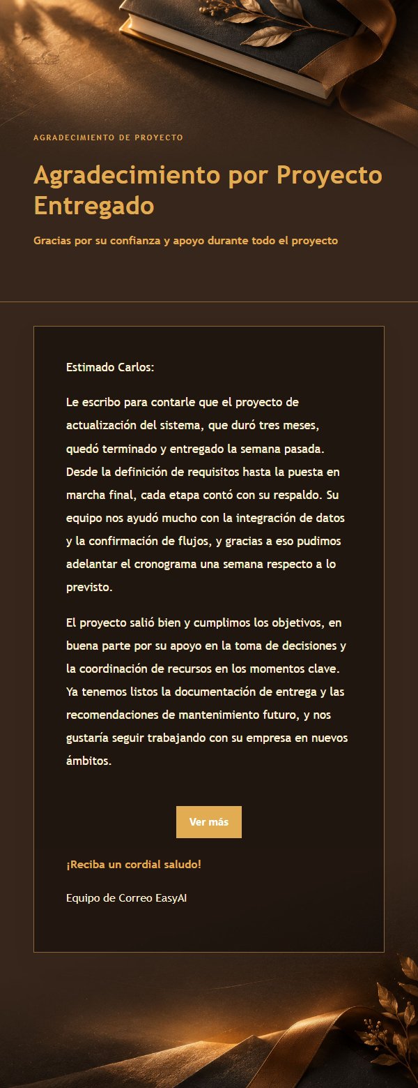 Correo de Agradecimiento Proyecto Carbón y Ámbar