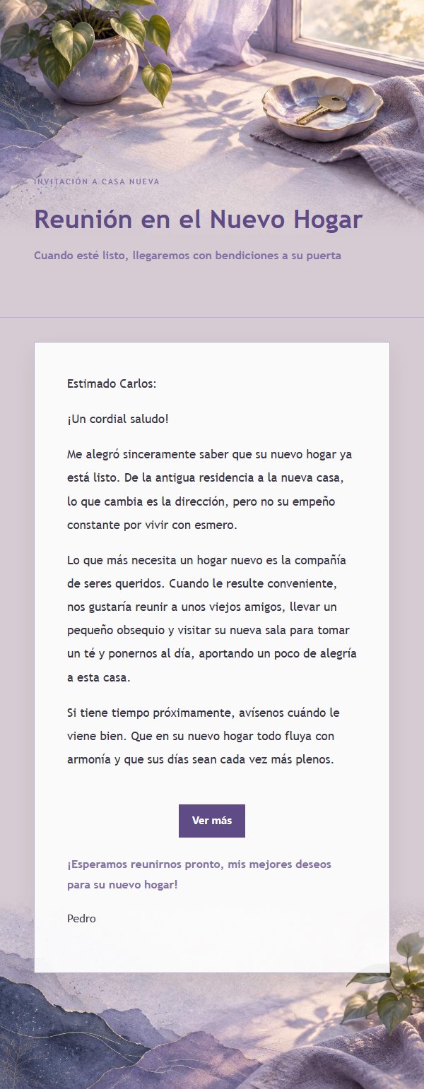Carta de Bendición por Mudanza en Lila y Tinta 2
