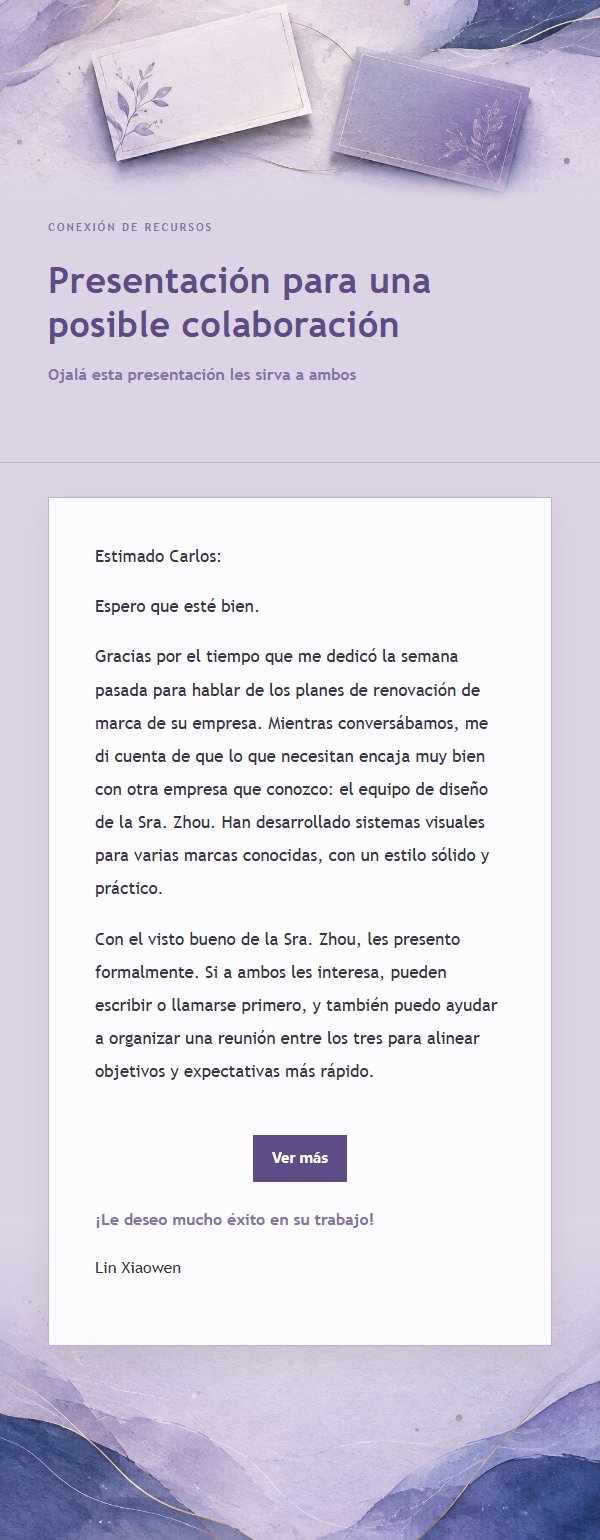 Carta de Recomendación Comercial Lila Tinta 2