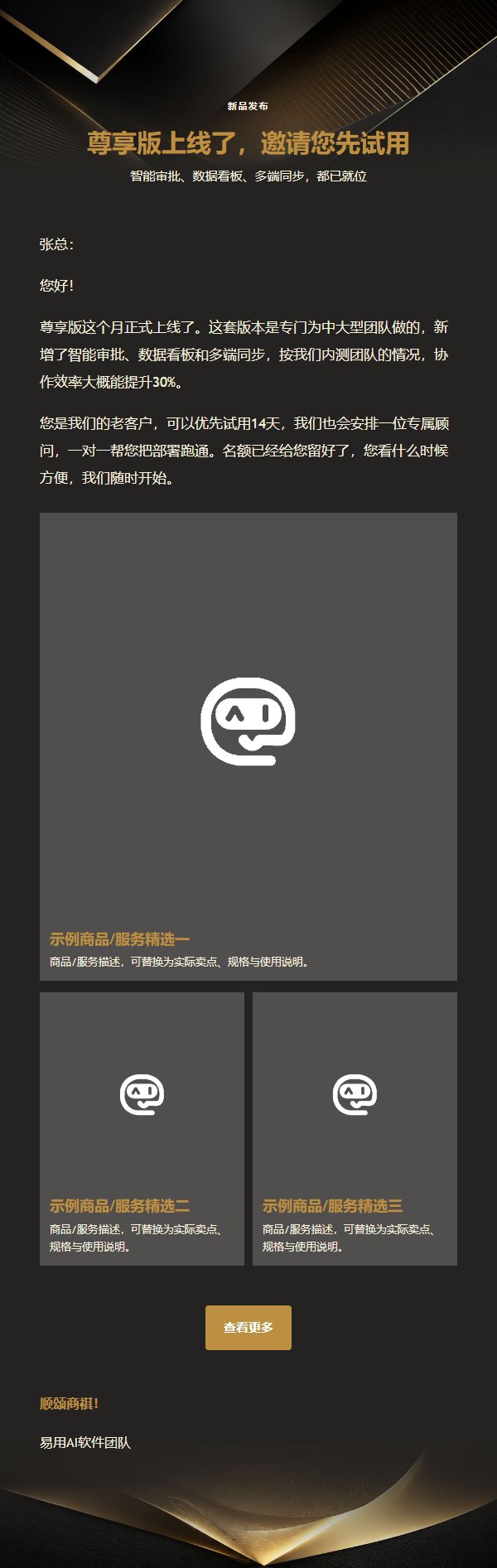 黑金贵宾高端营销邮件