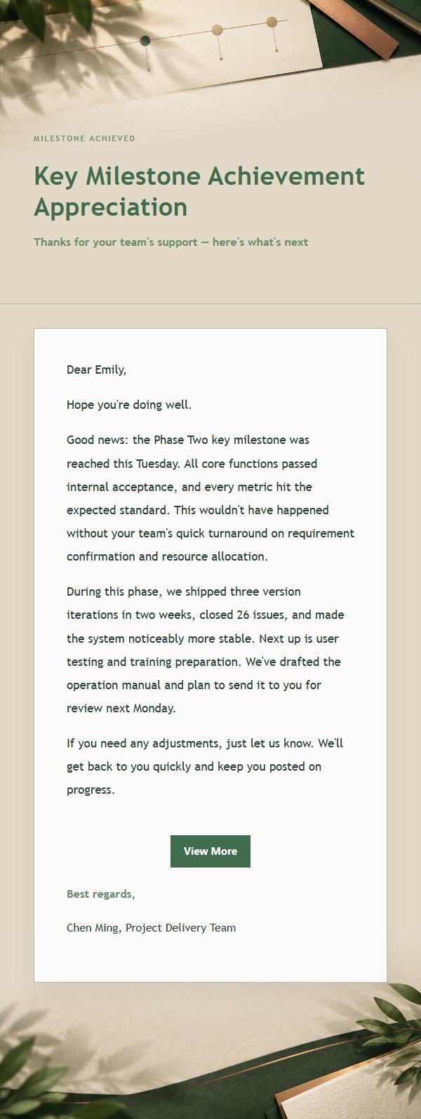 Forest Copper Project Status Update Email 2