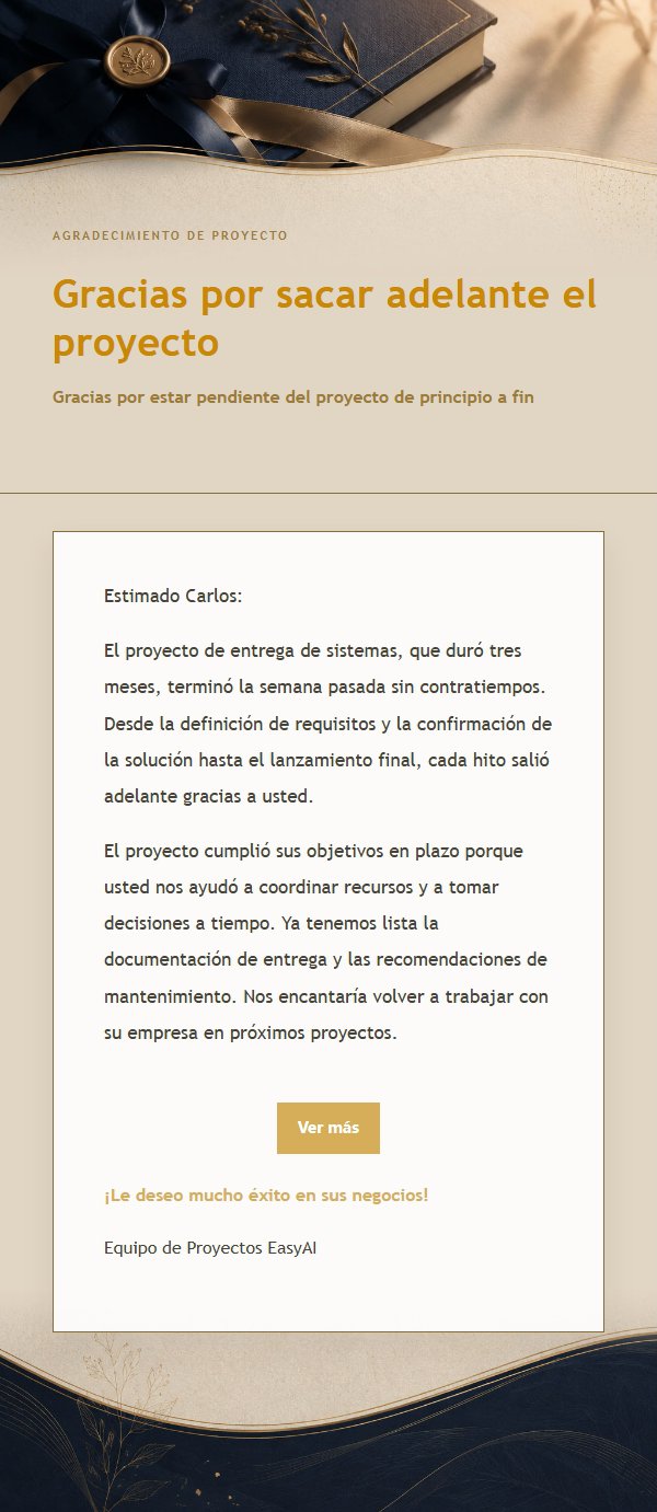 Agradecimiento Proyecto Azul y Oro