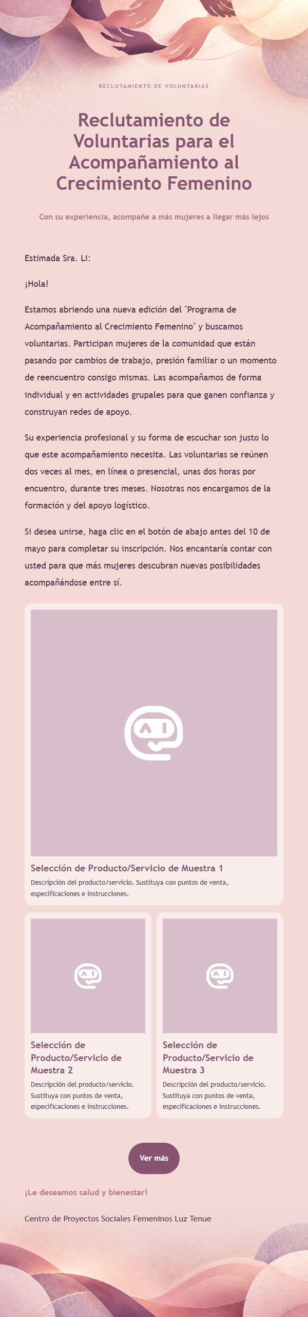 Correo de Proyecto Social Femenino Rosa y Violeta 2