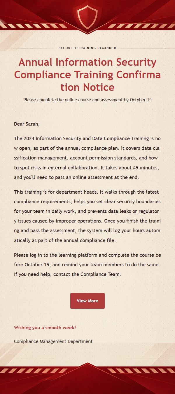 Crimson Security Drill Notice Email 2