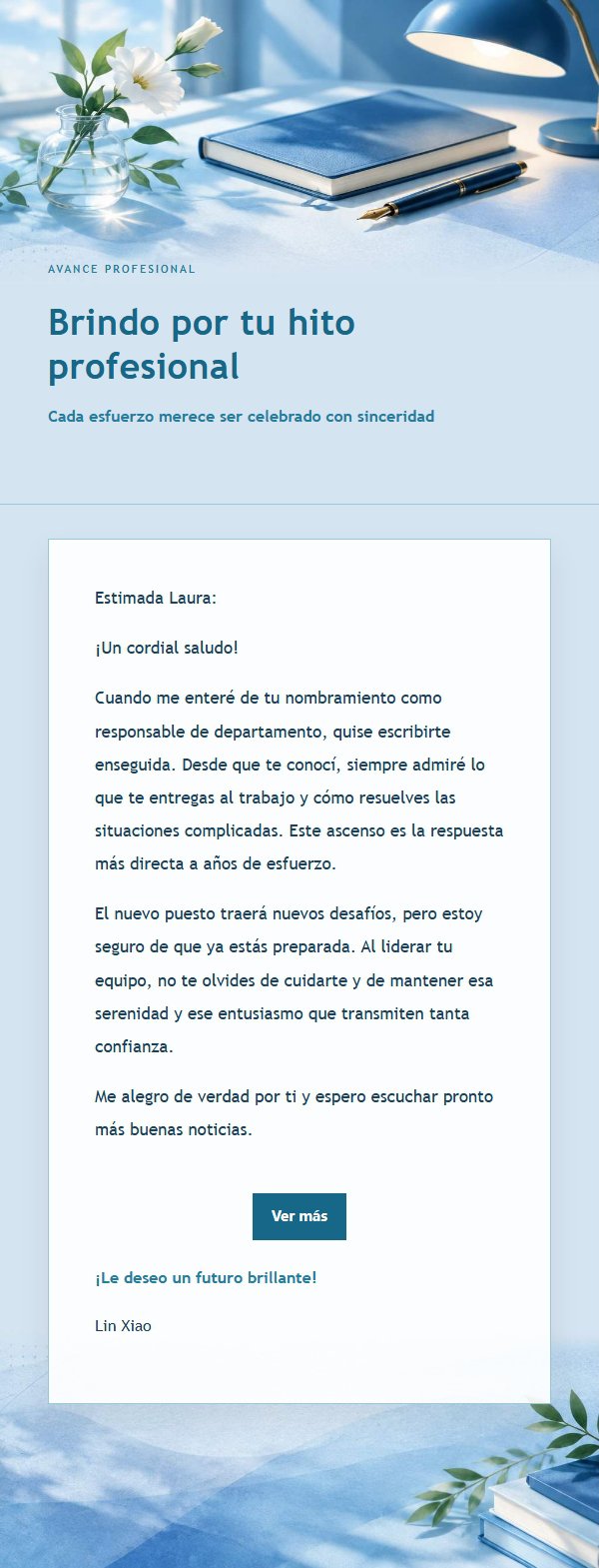 Felicitación por Ascenso en Azul Cobalto 2