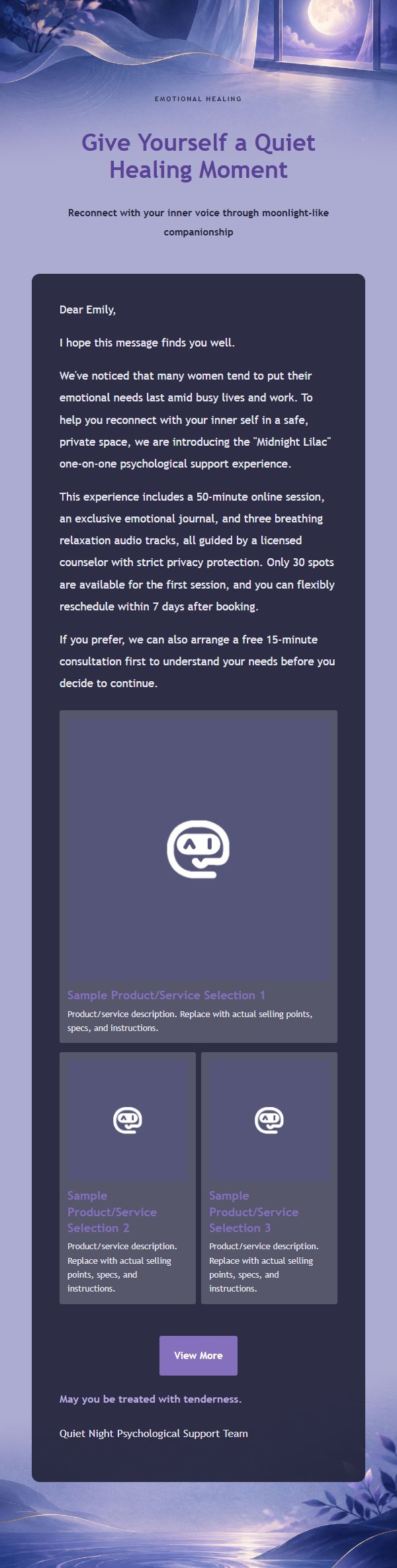 Midnight Lilac Mental Wellness Email