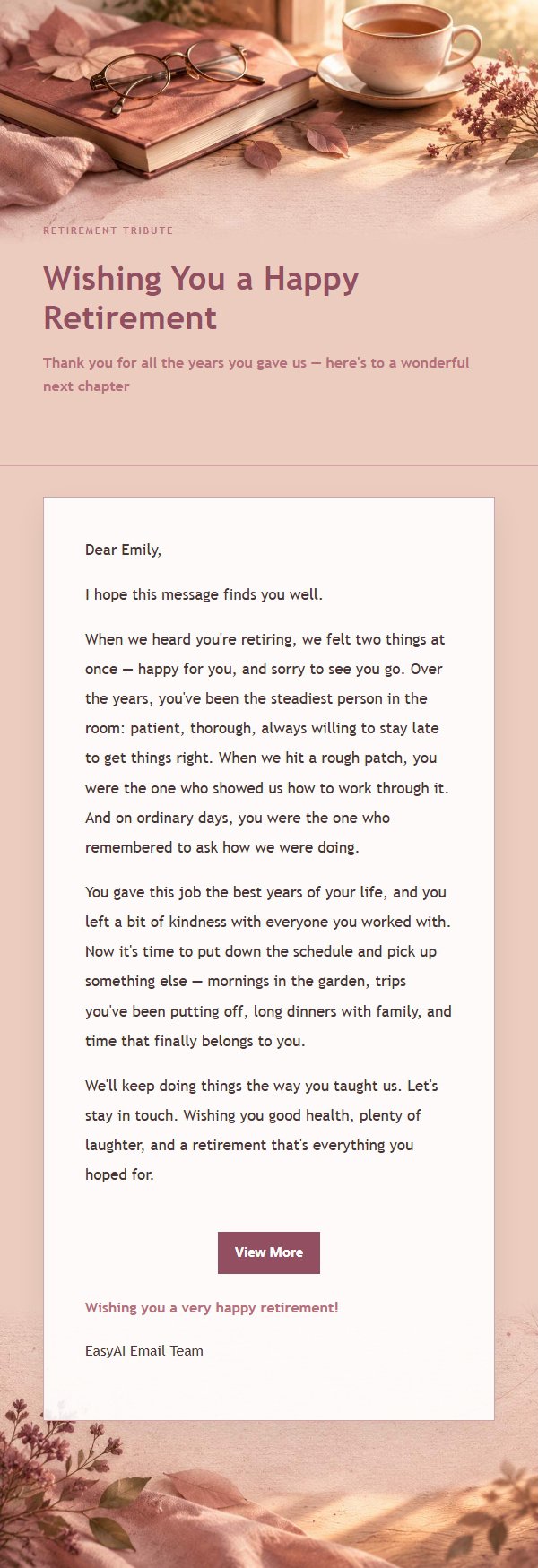 Rose Editorial Retirement Tribute Email