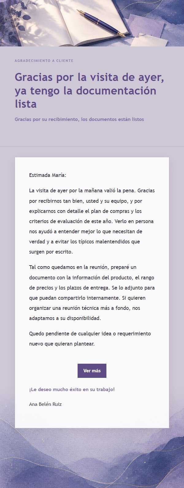 Carta de Agradecimiento Póstumo en Lila Tinta 2