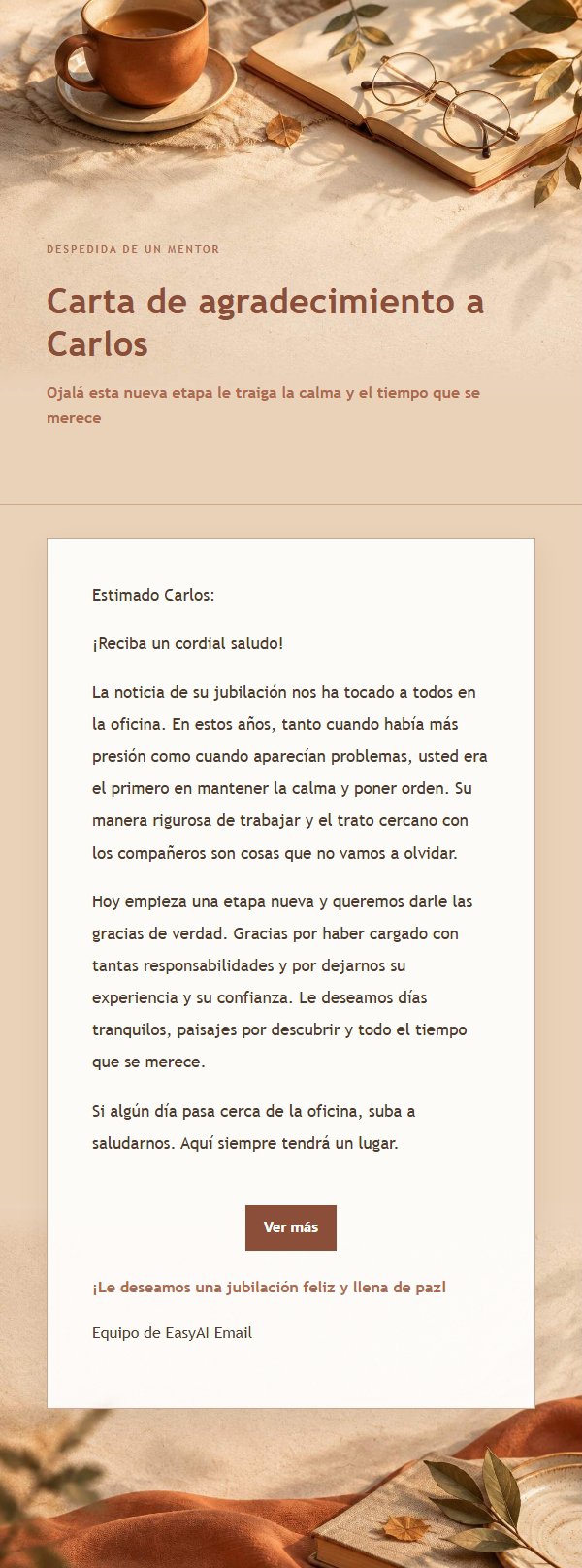 Carta de Despedida Laboral en Tonos Terracota 2