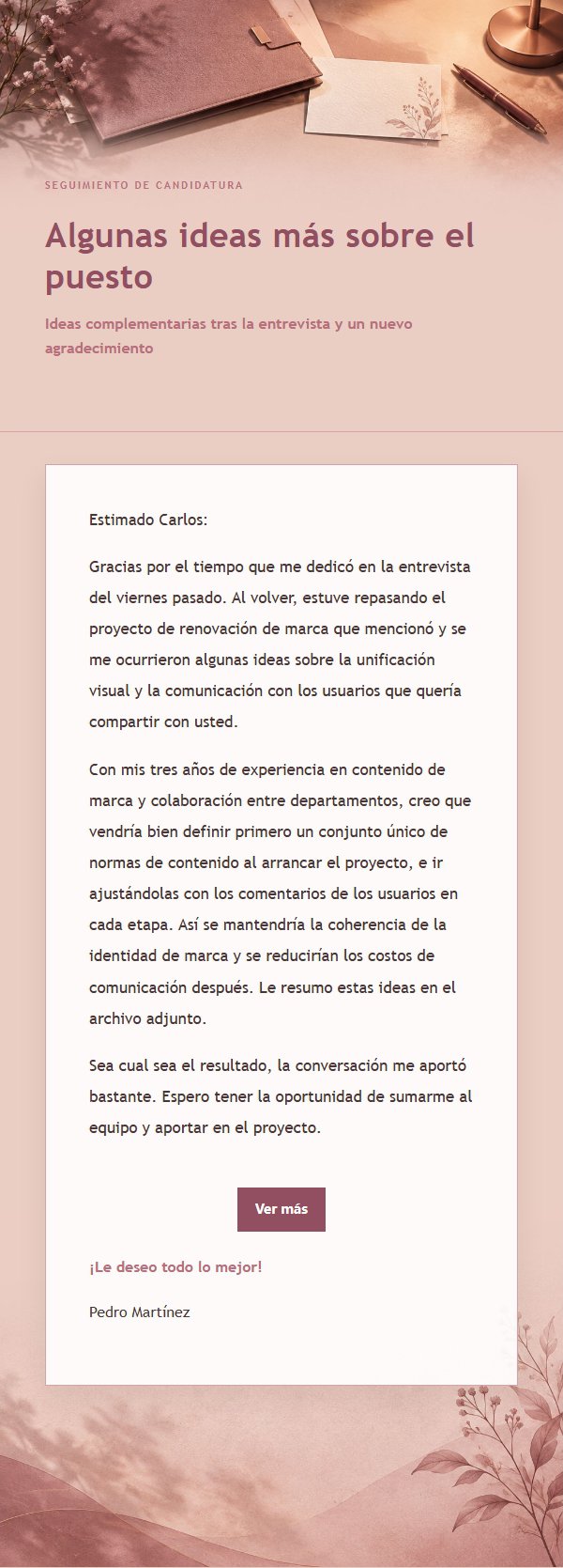 Carta de Agradecimiento Post-Entrevista Estilo Editorial Rosa 2
