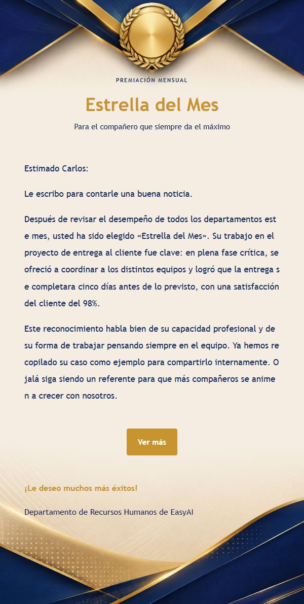 Correo de Reconocimiento Real Azul y Oro