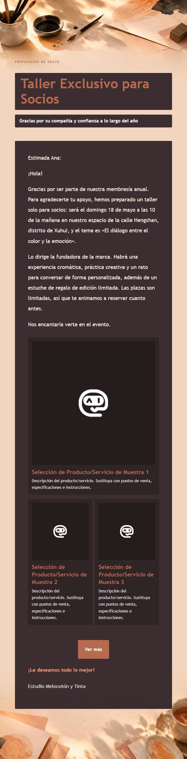 Invitación a Taller Presencial Melocotón y Tinta 2